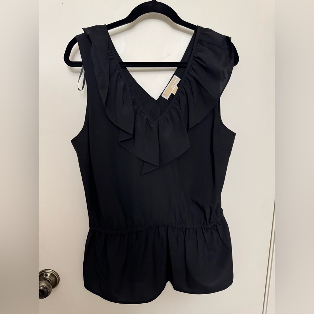 Michael Kors Black Sleeveless with V-Neck Blouse